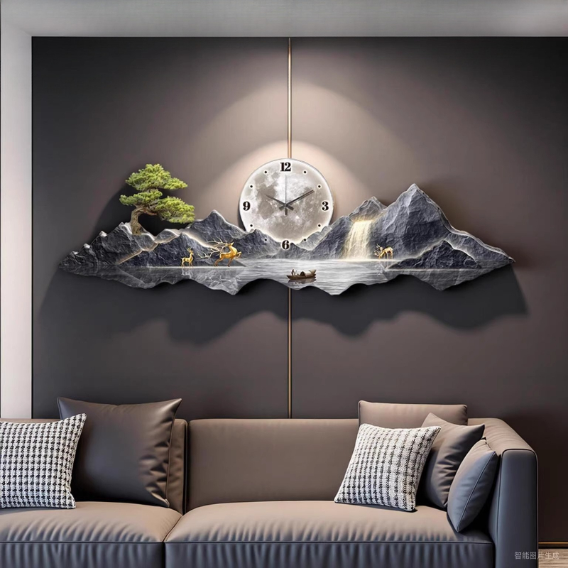 Lüks Işıklı Duvar Saati Oturma - Interior Design Living Room And Kitchen incelemesi ve fiyatı